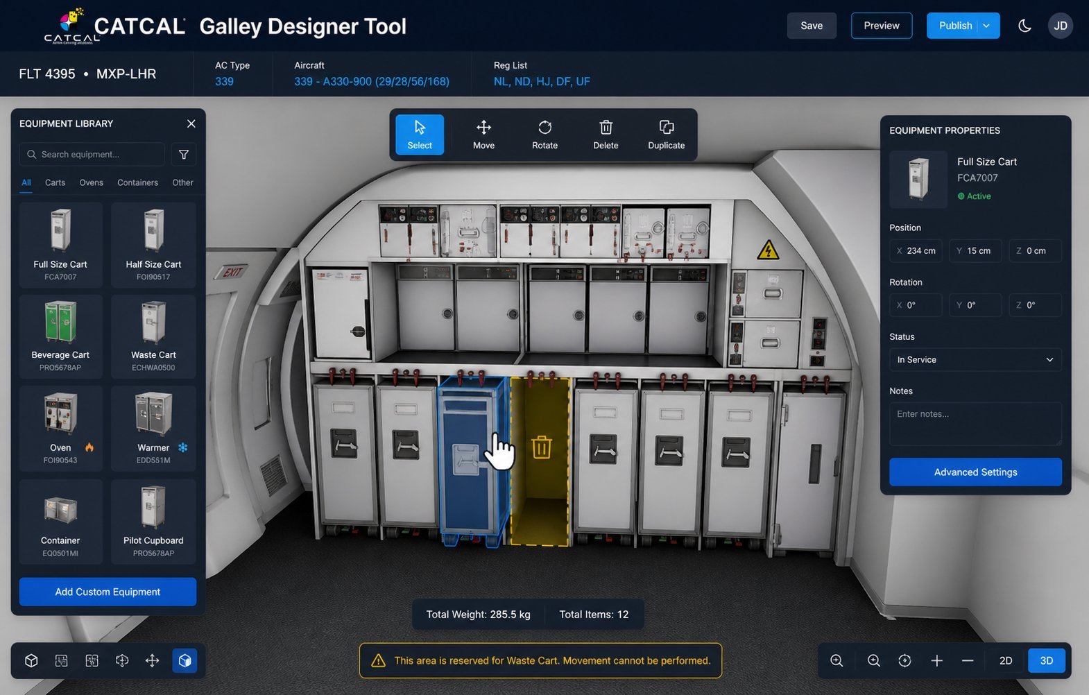 CatCal Galley Designer Tool